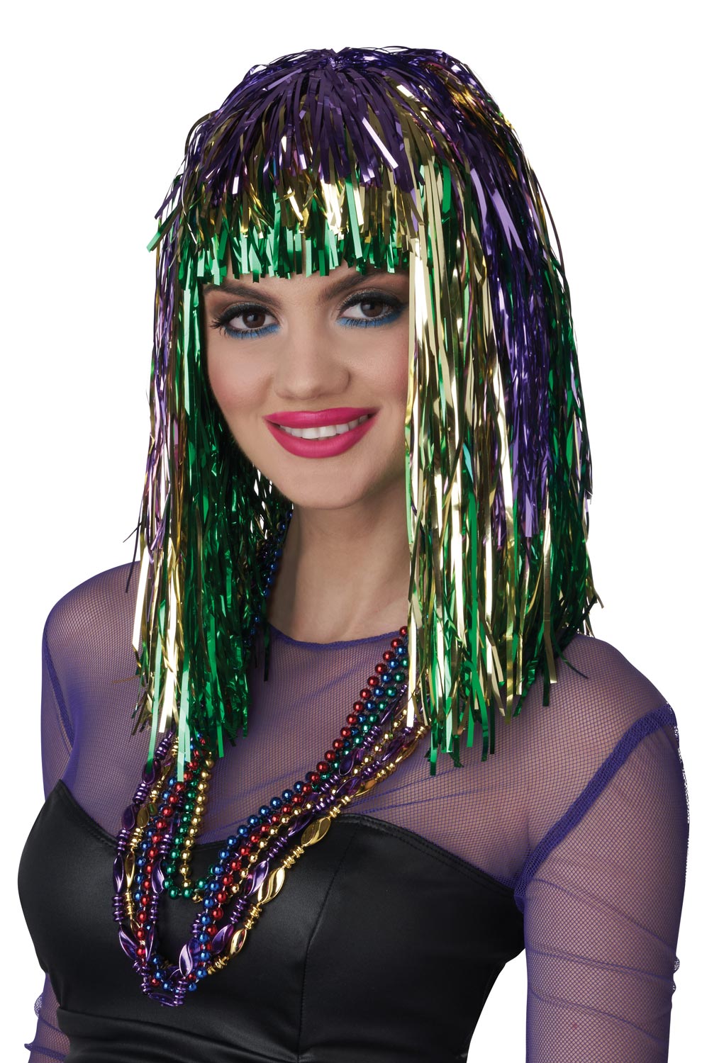 Mardi Gras Tinsel Adult Wig