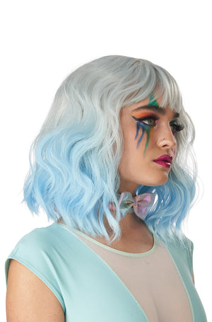 Pastel Textured Long Bob Adult Wig (Gray/Blue)
