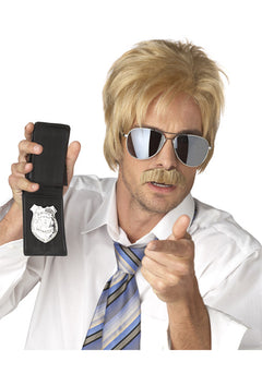Ace Detective Costume Wig and Moustache (Blonde)