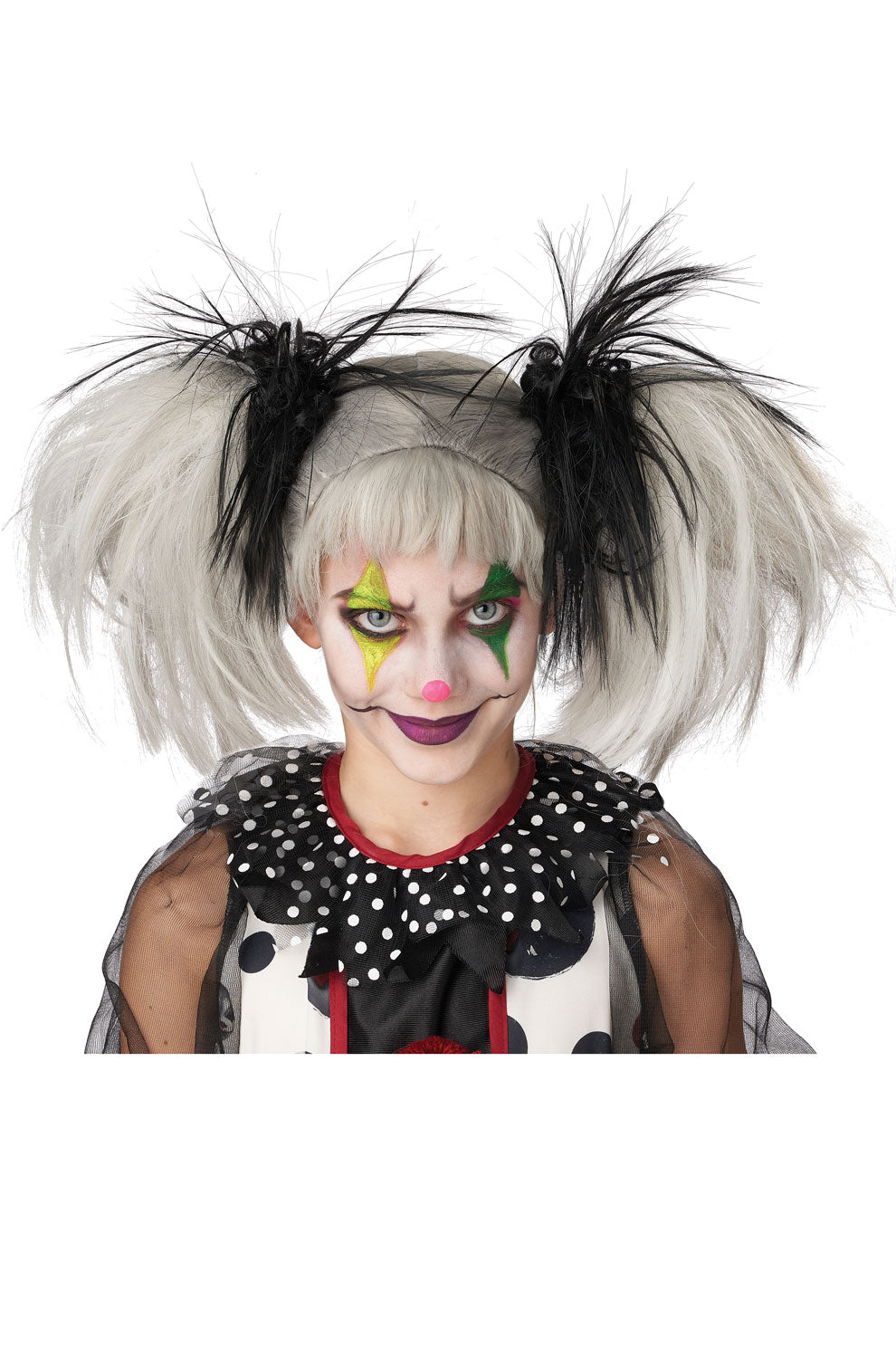 Glow in the Dark Punk Pigtails Wig (Black/Grey)