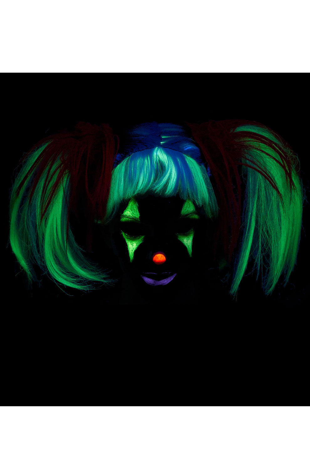 Glow in the Dark Punk Pigtails Wig (Red/Grey)