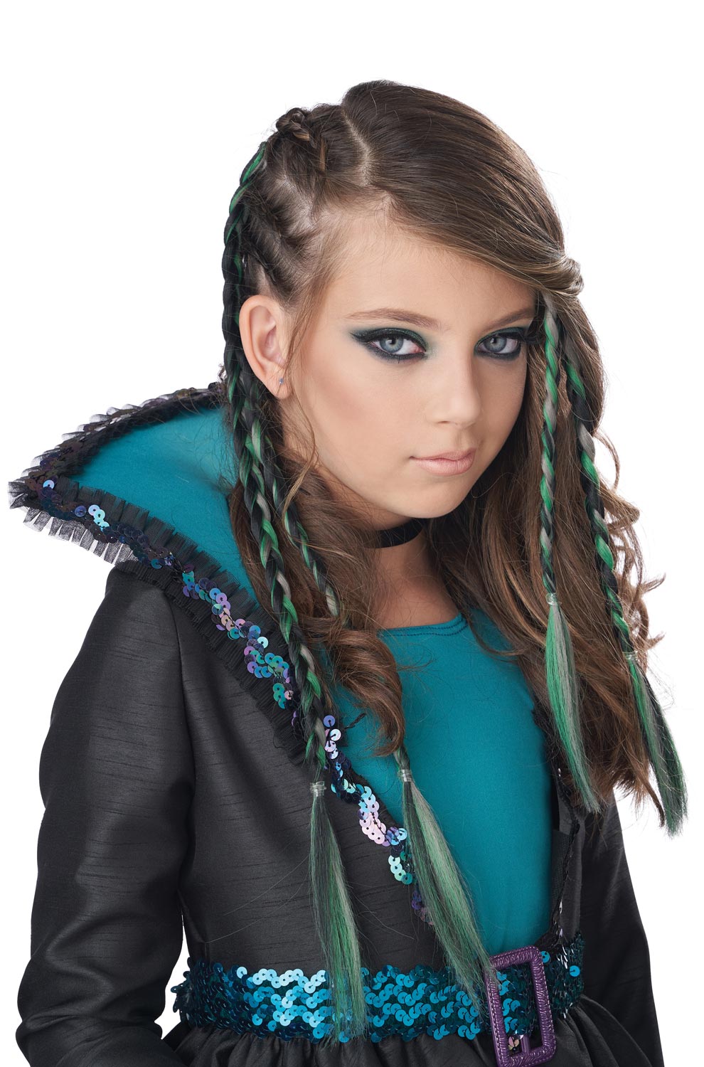 Clip-In Braids (Green/Grey)