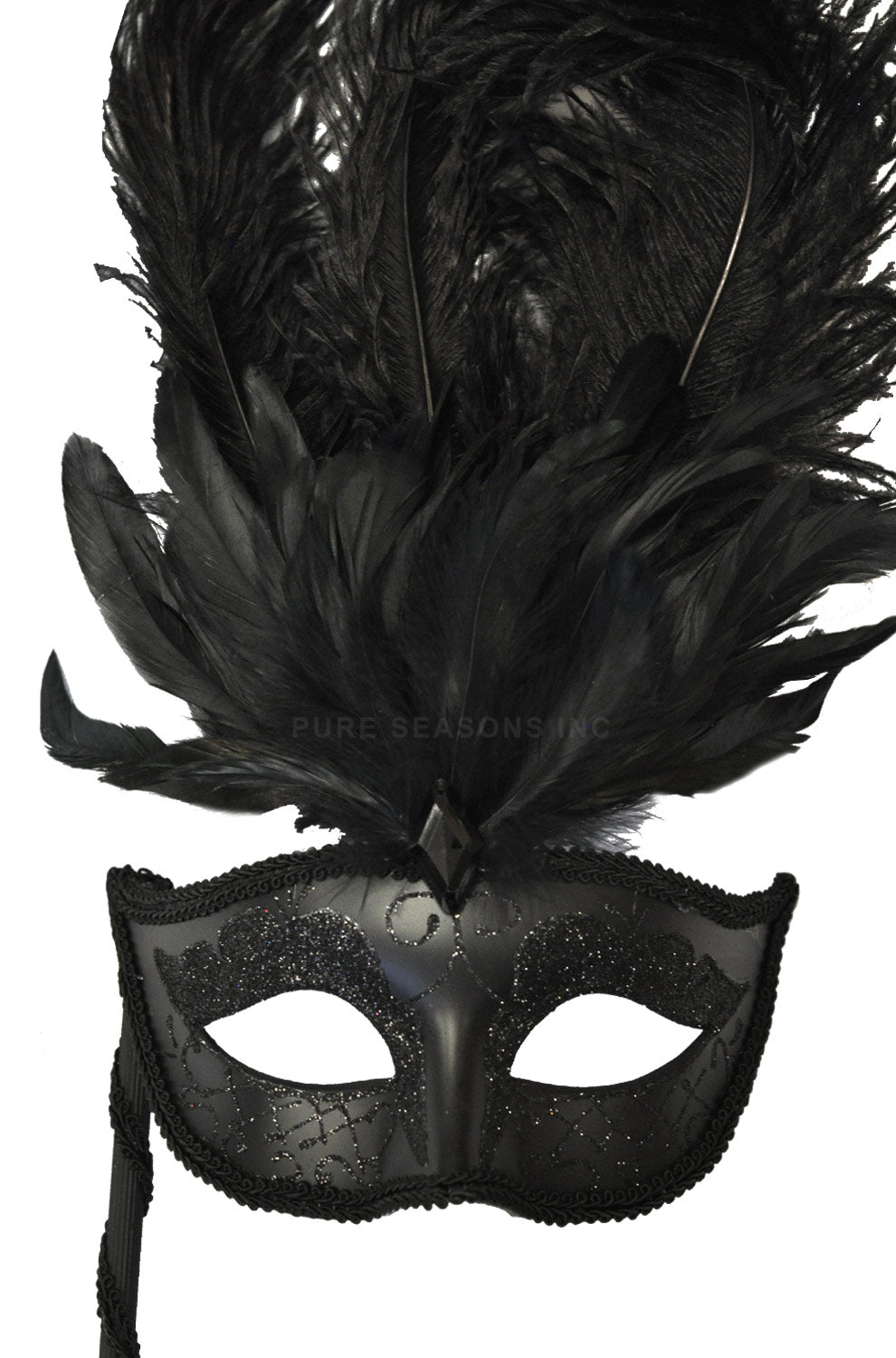 Colombina Vanity Fair Venetian Mask (Black/Black)