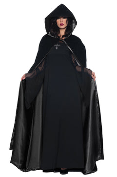 63-Inch Deluxe Velvet and Satin Cape (Black)
