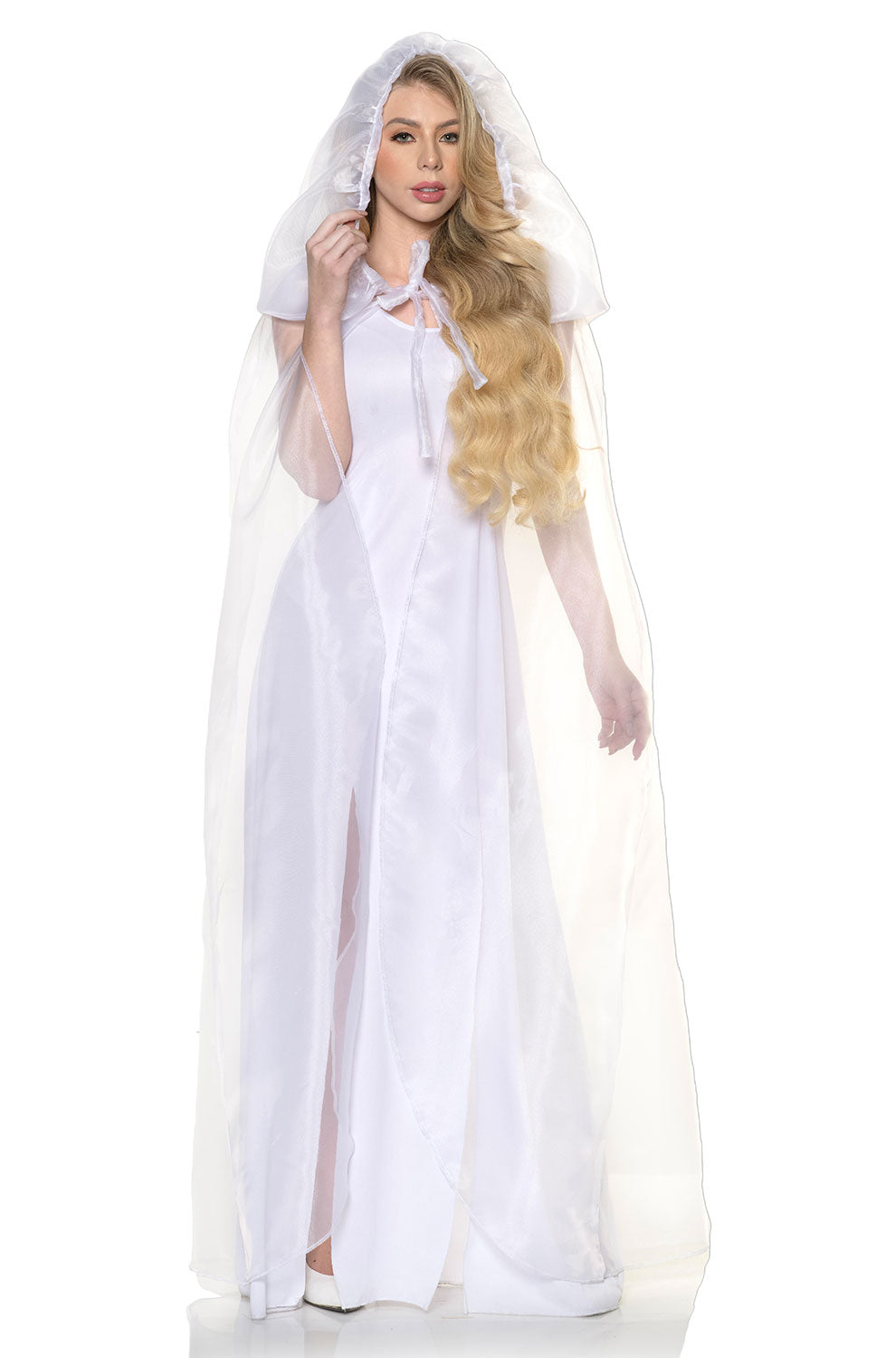 Adult Hooded Tulle Cape (White)